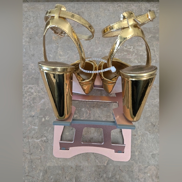 Antonio Melani x Nat Note Pia Mirror Metallic Platform Pumps. Gold (Size 5.5) - Picture 4 of 14